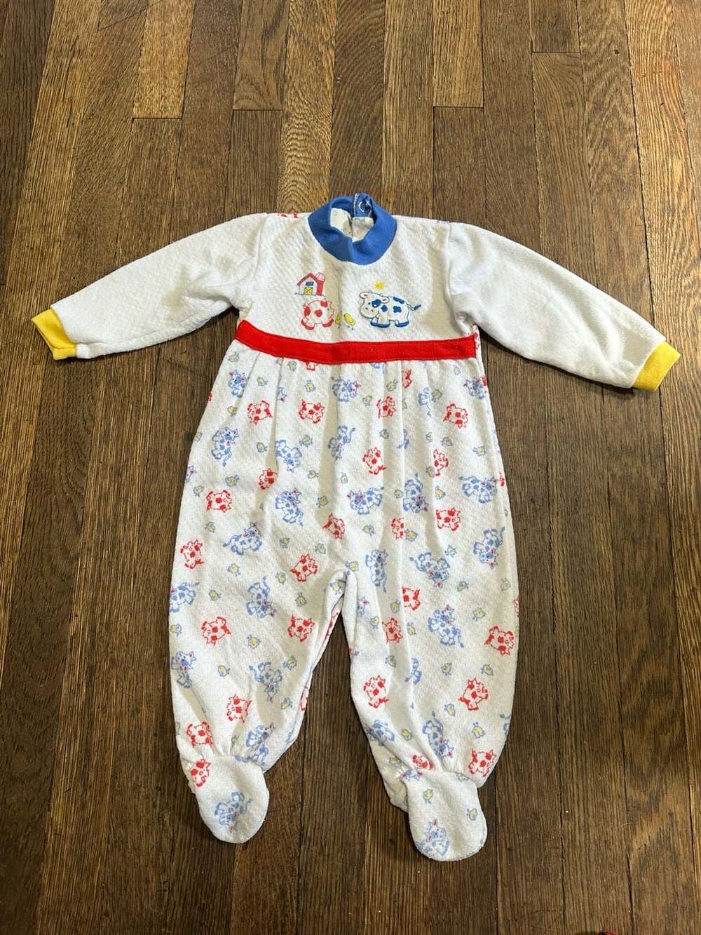 Vintage 1996 BabyGro Farm Animal Footed Pajamas One Piece Creeper 3-9months